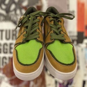 Jeffrey Campbell Khaki & Lime Green Sueade Sneakers